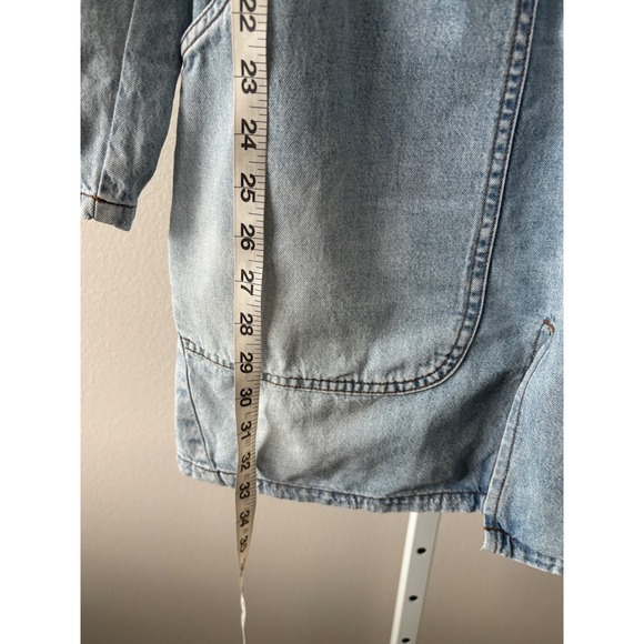 One Teaspoon Denim Mini Dress Size Medium Zip Front Modern Utility Designer - Picture 6 of 16